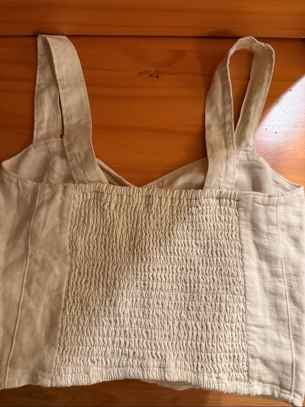 Abercrombie & Fitch Cream Linen-Cotton Square-Neck Camisole - Picture 2 of 5